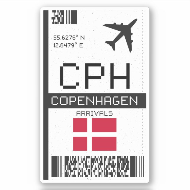 Sticker CPH Copenhagen Boararding Pass - Danemark Travel (Devant)