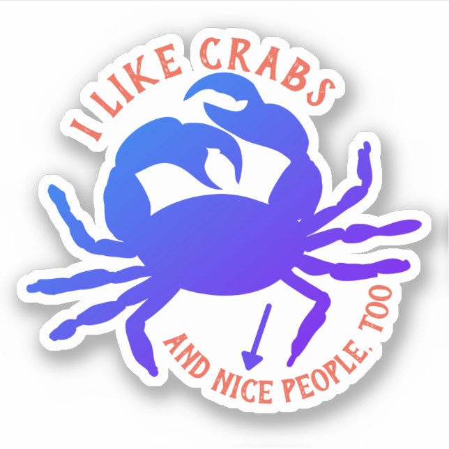 Sticker Crabe bleu drôles gens crabe personnalisé (Devant)