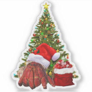 Sticker Crabe père Noël Amusant Crabe de Noël Hermite Crab
