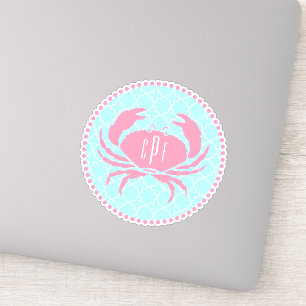 Sticker Crabe rose bleu de très bon goût de Quatrefoil d