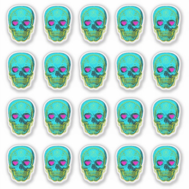 Sticker Crâne à sucre en Aqua (Devant)