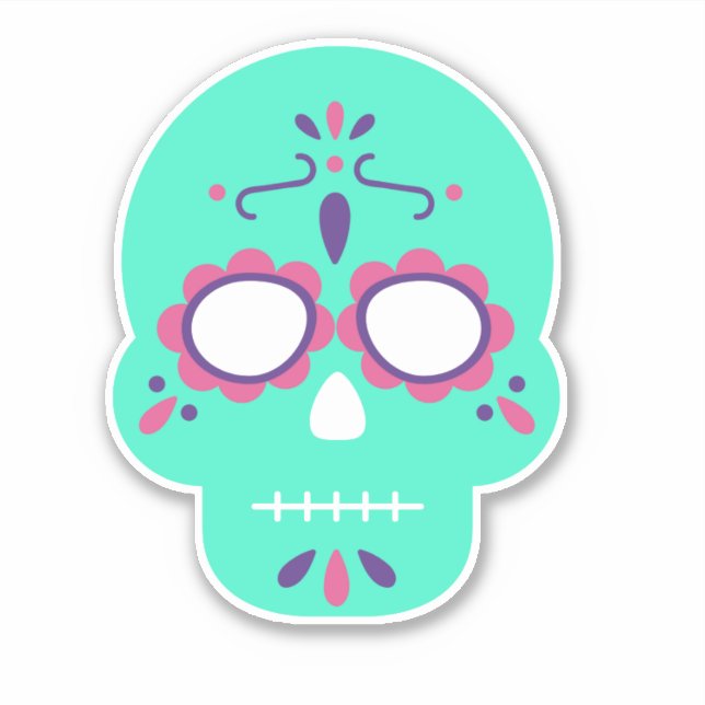 Sticker Crâne à sucre vert (Devant)