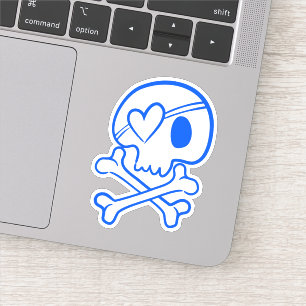 Sticker Crâne bleu avec oreille en forme de coeur