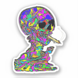 Sticker Crâne Calavera fumant une cigarette