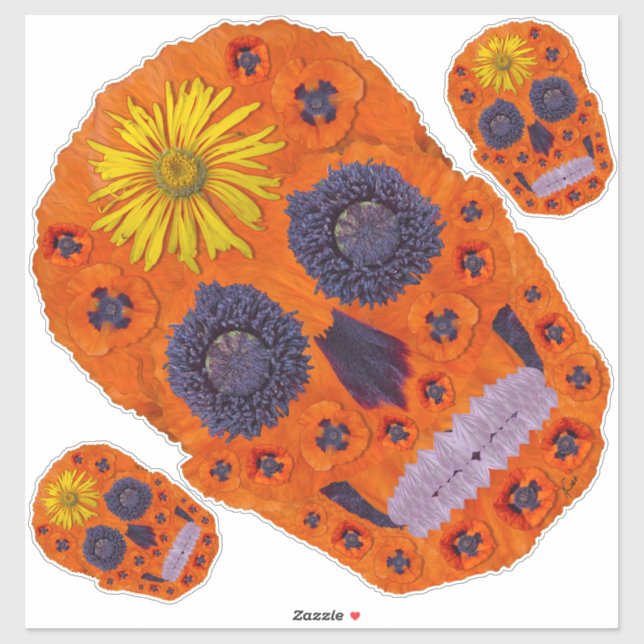 Sticker Crâne de fleurs 1 (Feuille)