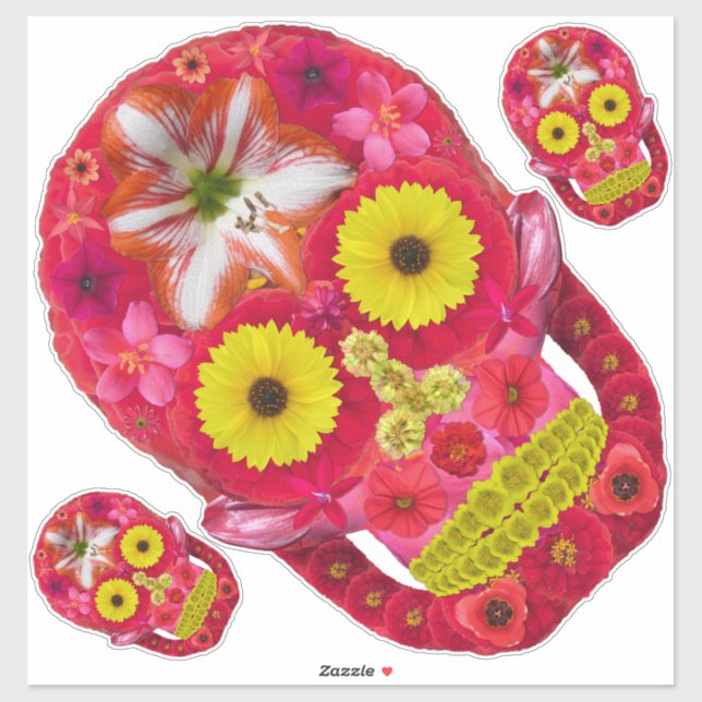 Sticker Crâne de fleurs 6 (Feuille)
