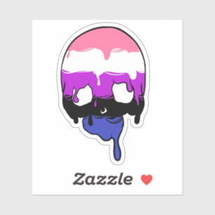 Sticker Crâne de goutte de genderfluide