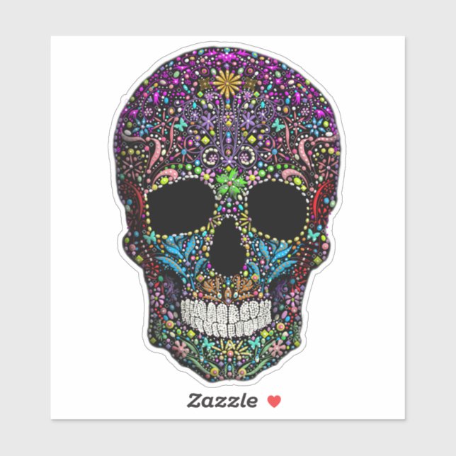 Sticker Crâne décoré (Feuille)