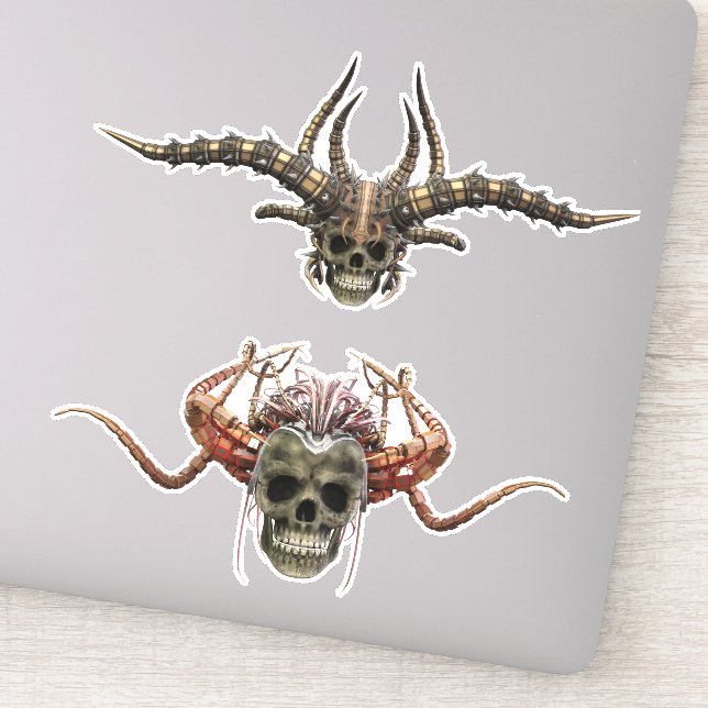 Sticker Crâne démon avec casque (Détail)