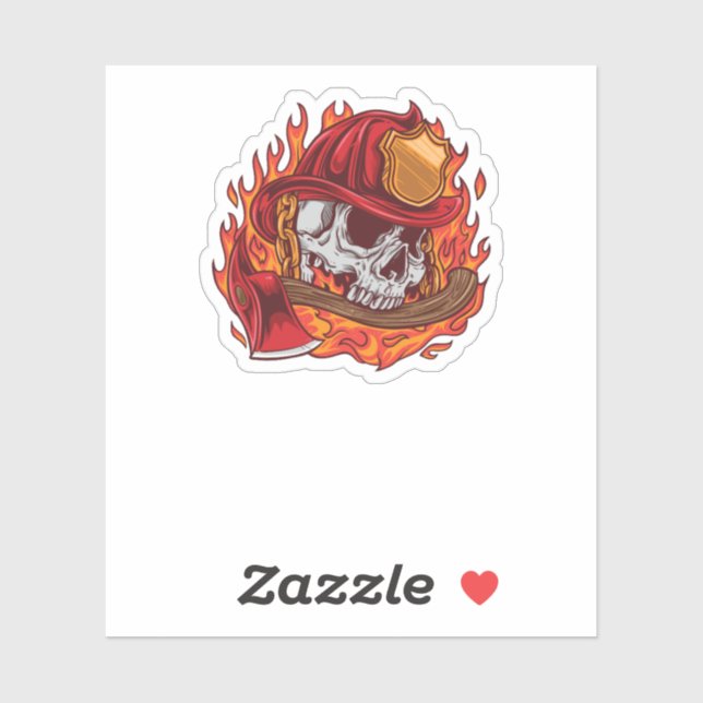 Sticker Crâne et flammes des pompiers (Feuille)