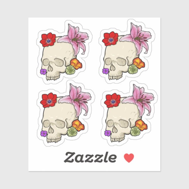 Sticker Crâne et flore (Feuille)