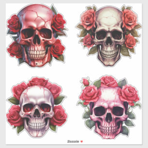 Sticker Crâne et Rose