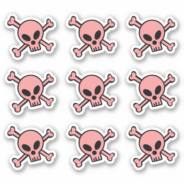 Sticker Crâne Rose Et Traverses (Devant)