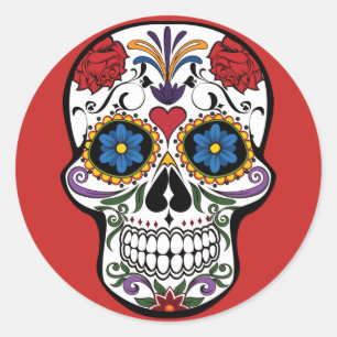 Sticker crâne sucre Jour rouge des morts