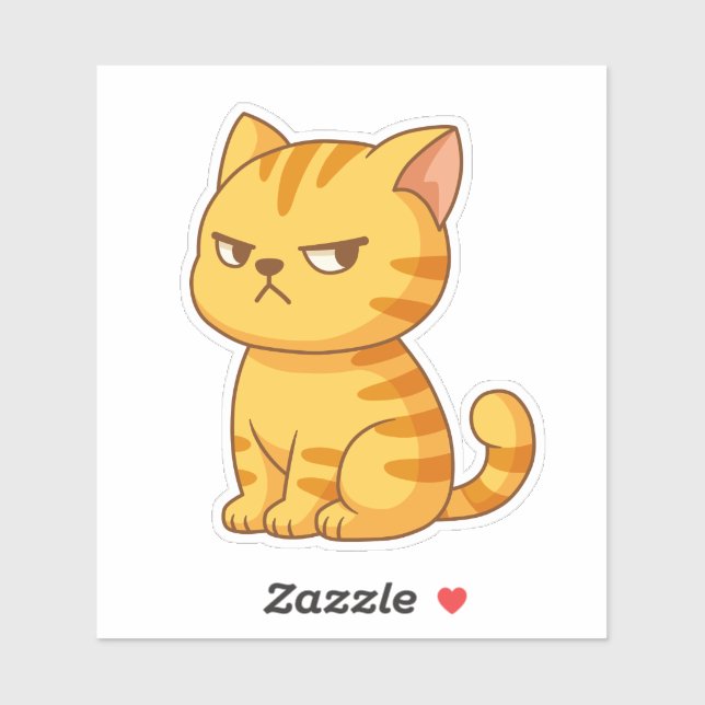 Sticker Cranky Orange Tabby Cat (Feuille)