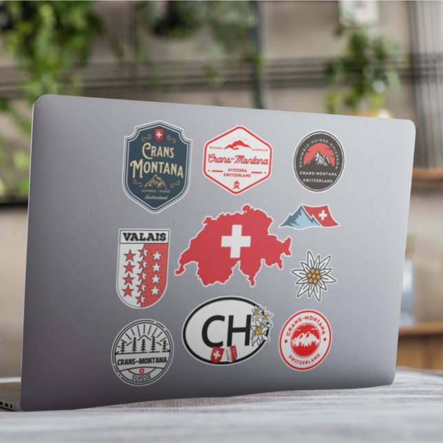 Sticker Crans-Montana, Suisse. Badges Extérieurs Iconiques (Créateur téléchargé)