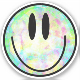 Sticker cravate arc-en-ciel visage heureux sourire hippie 