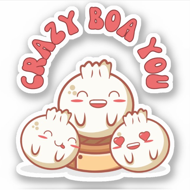 Sticker Crazy Boa You - Cute Bao Food Pun (Devant)