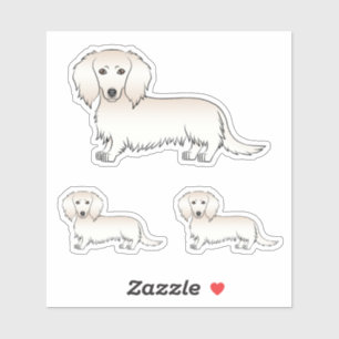 Sticker Cream long cheveux Dachshund mignon dessin de chie