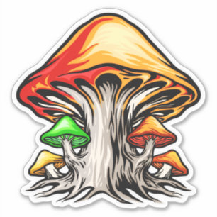 Sticker Creative Earthy Psychedelic Mushroom Art