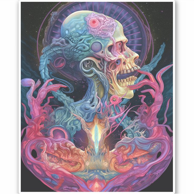 Sticker Créature Alien Surreal Horror Art (Devant)