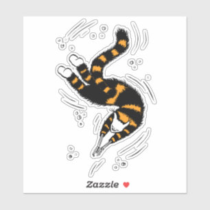 Sticker Créature Drôle Cat Avec Squelette Mains Baignade