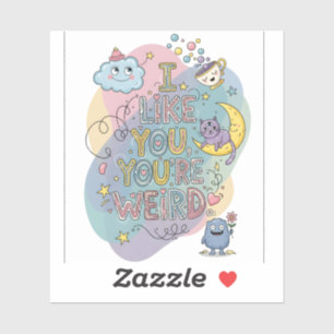 Sticker Créature féline fantaisiste doodle pastel