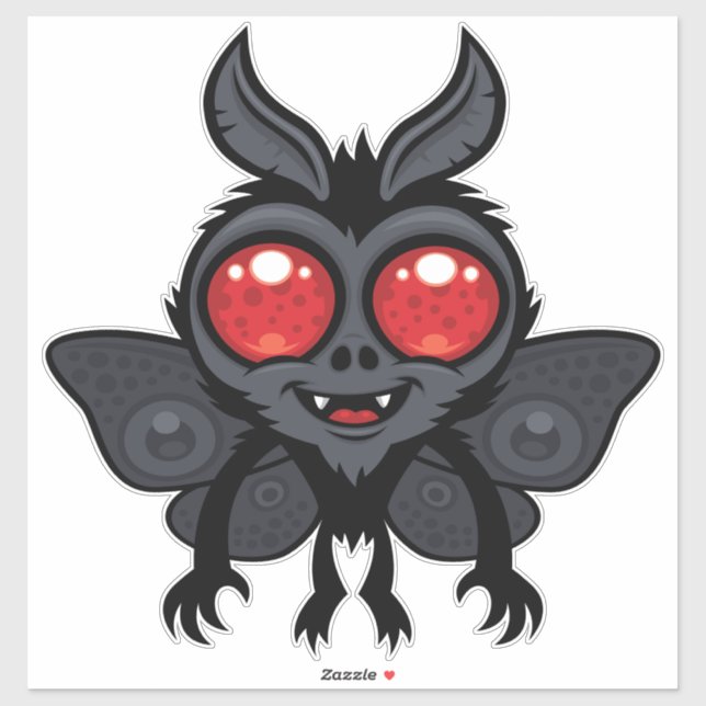 Sticker Créature mignonne et effrayante de Mothman (Feuille)