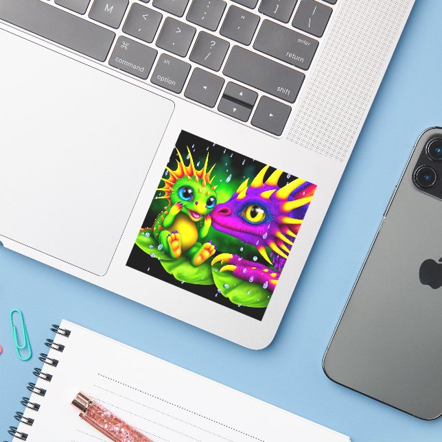 Sticker Créatures (Ordinateur portable avec iPhone)