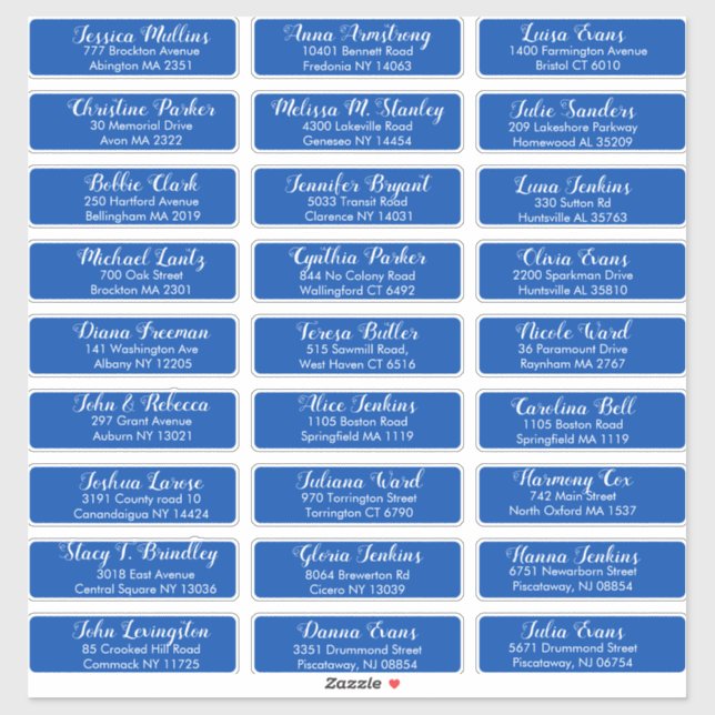 Sticker Créez votre propre adresse d'invité Mariage Cobalt (Feuille)