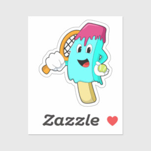 Sticker Crème glacée au tennis avec une raquette de tennis