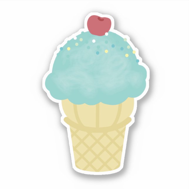 Sticker Crème glacée bleu cône (Devant)