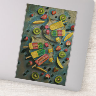 Sticker Crème glacée colorée pop fruits