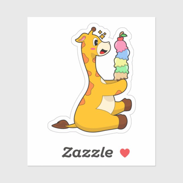 Sticker Crème glacée Giraffe gaufre (Feuille)