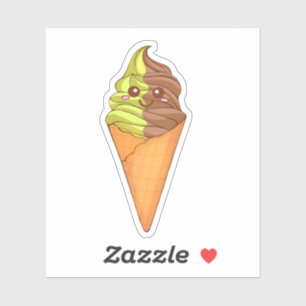 Sticker Crème glacée Sert Un Thé Vert Matcha Dessert