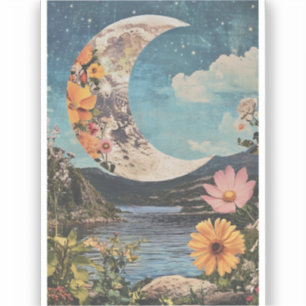 Sticker Crescent Moon sur un paysage serein