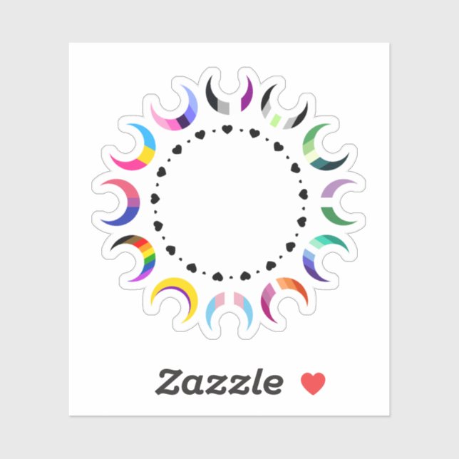 Sticker Crescent Pride Lunes et Bague Coeur (Feuille)