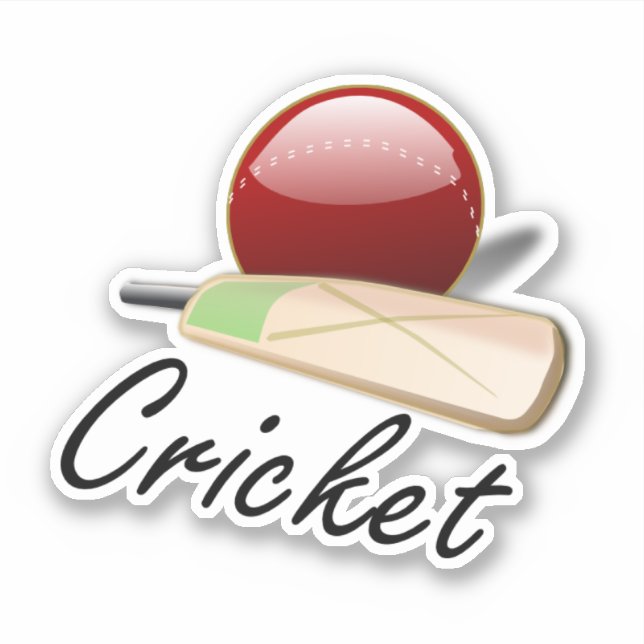 Sticker Cricket, chauve-souris et balle (Devant)