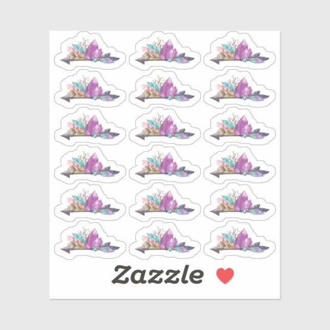 Sticker Cristal bohème rustique et feuille d'aquarelle de  (Feuille)