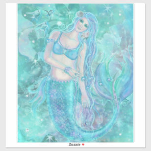 Sticker Cristal rêve sirène art par Renee Lavoie