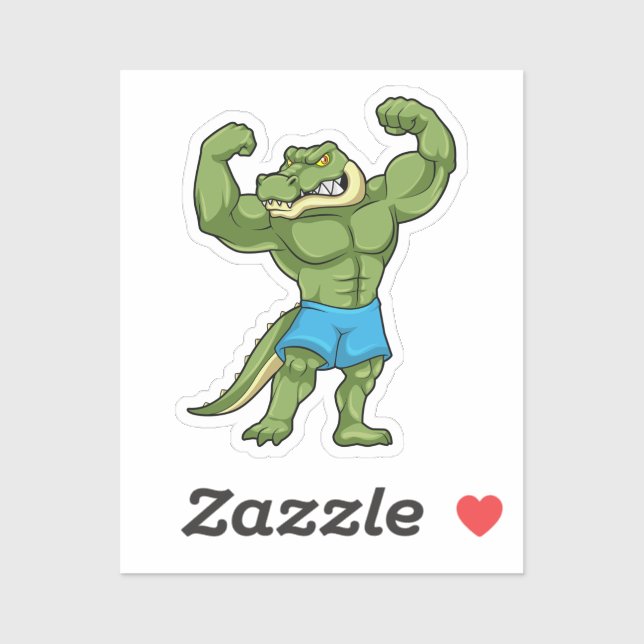 Sticker Crocodile comme Bodybuilder extrême (Feuille)
