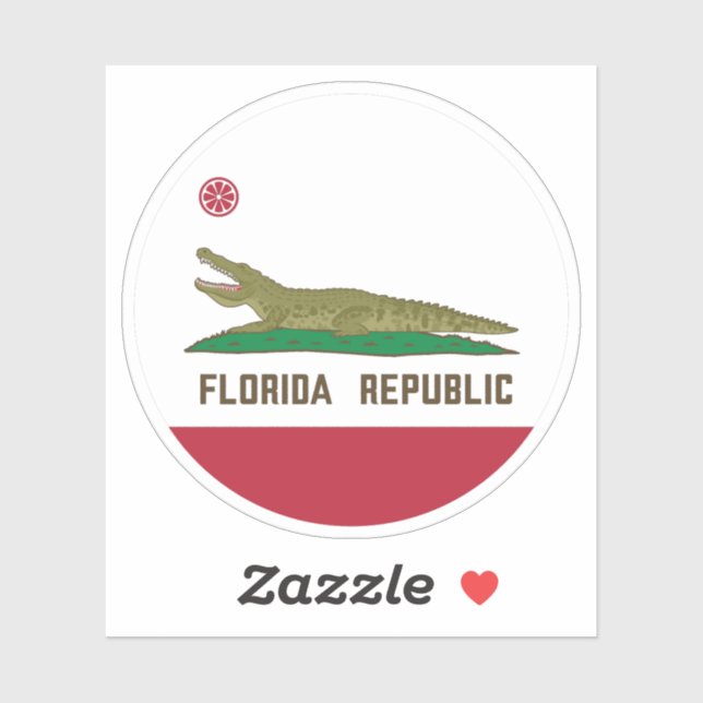 Sticker Crocodile du drapeau de la République de Floride (Feuille)