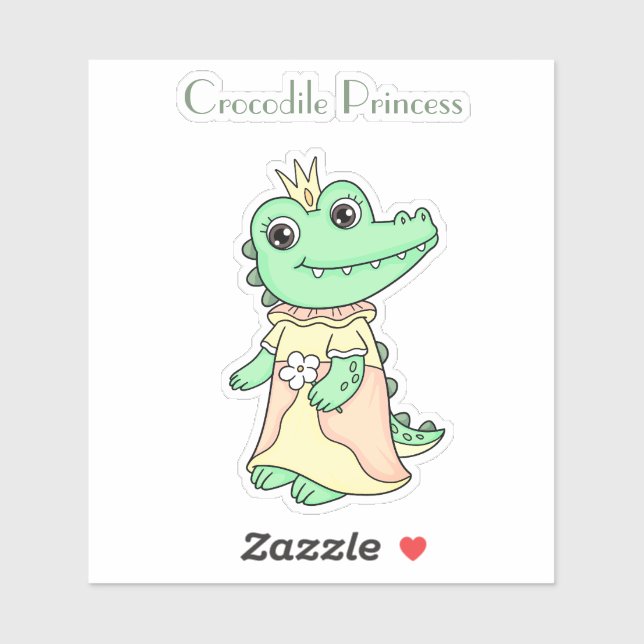Sticker Crocodile Princesse (Feuille)