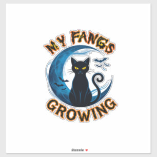Sticker Crocs qui poussent Chat noir d'Halloween Lune bleu