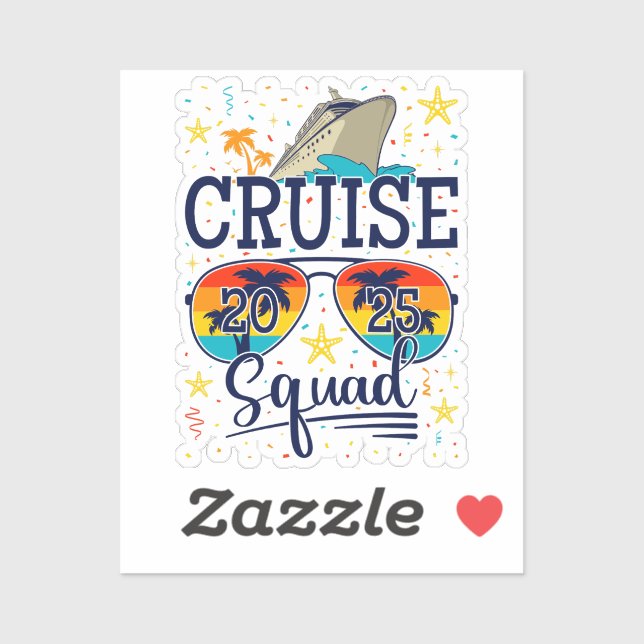 Sticker Croisière 2025 Croisière Vacances Vinyl (Feuille)