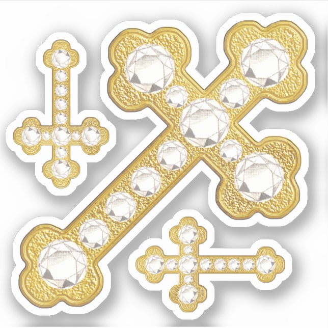 Sticker Croix avec 12 diamants de Faux - Contour (Devant)