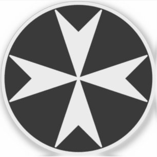 Sticker Croix de Malte v2 (blanc sur noir)