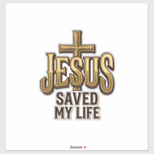 Sticker Croix Jésus M'a Sauvé La Vie Vintage