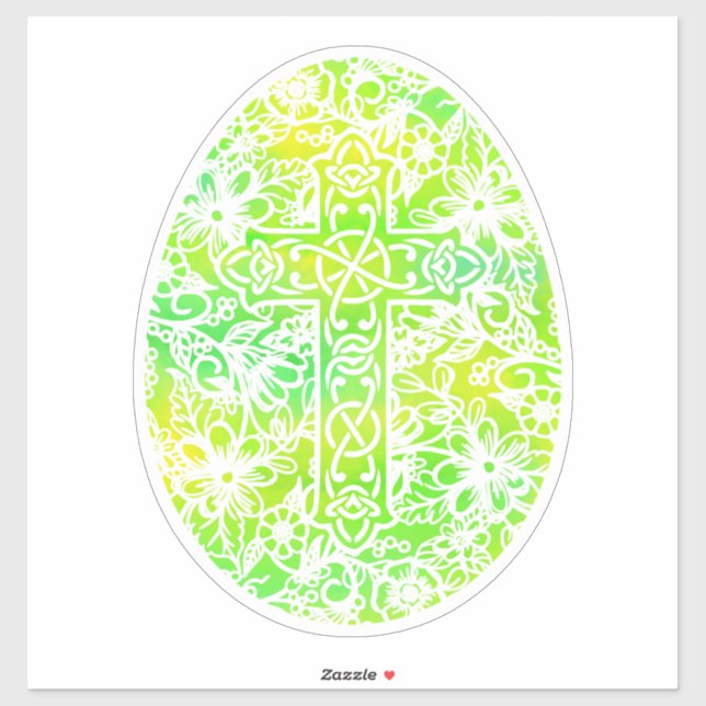 Sticker Croix verte de Pâques (Feuille)