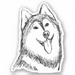 Sticker Croquis de chien Husky